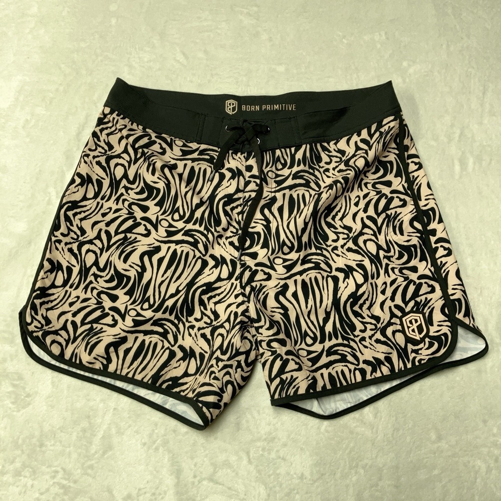 Born Primitive Island Shorts 5" Men's 32 Wildwood Abstract Swim Board Gym